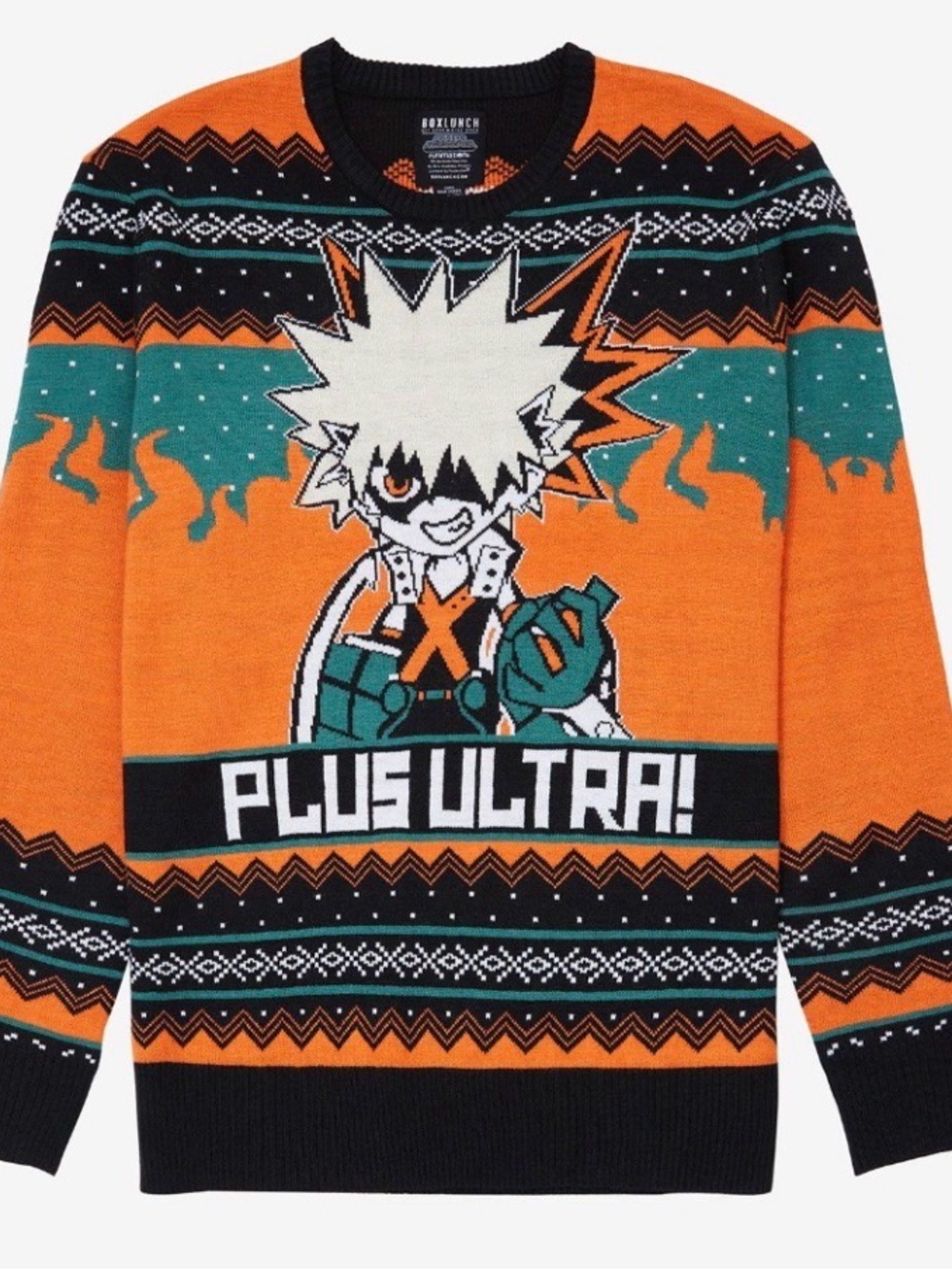 Boxlunch My Hero Academia Bakugo Plus Ultra Holiday Sweater | NWOT | Sz L